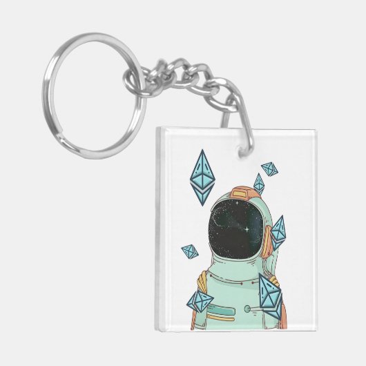 Ethereum naar de maan ETH Space Man Merch - QR-cod Sleutelhanger (Voorkant Links)