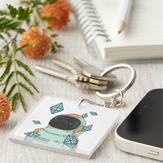 Ethereum naar de maan ETH Space Man Merch - QR-cod Sleutelhanger (Voorkant Rechts)