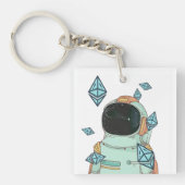 Ethereum naar de maan ETH Space Man Merch - QR-cod Sleutelhanger (Voorkant)