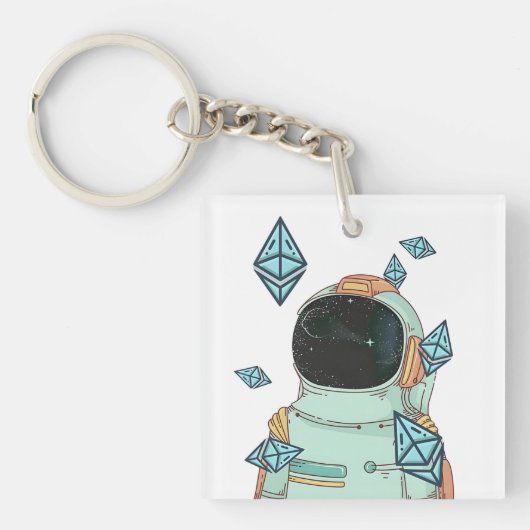 Ethereum naar de maan ETH Space Man Merch - QR-cod Sleutelhanger (Voorkant)