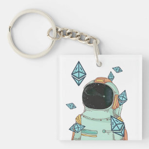 Ethereum naar de maan ETH Space Man Merch Sleutelhanger