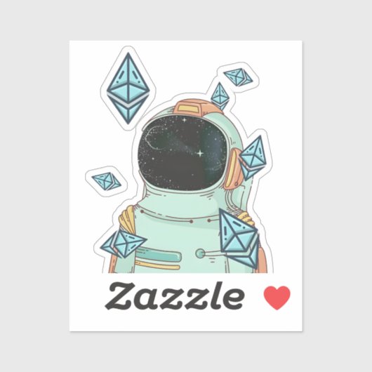 Ethereum naar de maan ETH Space Man Merch Sticker (Vel)