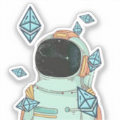 Ethereum naar de maan ETH Space Man Merch Sticker (Voorkant)