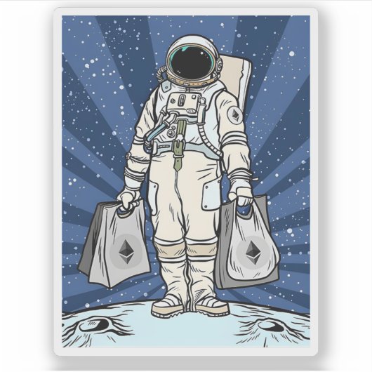 Ethereum naar de maan ETH Space Man Merch Sticker (Voorkant)