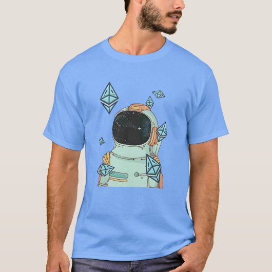Ethereum naar de maan ETH Space Man Merch T-shirt (Voorkant)
