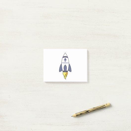 Ethereum naar de motorraket post-it® notes (Op bureau)