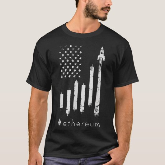 ETHEREUM op de munt van de moon Crypto ETH Amerika T-shirt (Voorkant)
