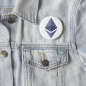Ethereum Paarse Crypto Symbol Ronde Button 5,7 Cm (In situ)