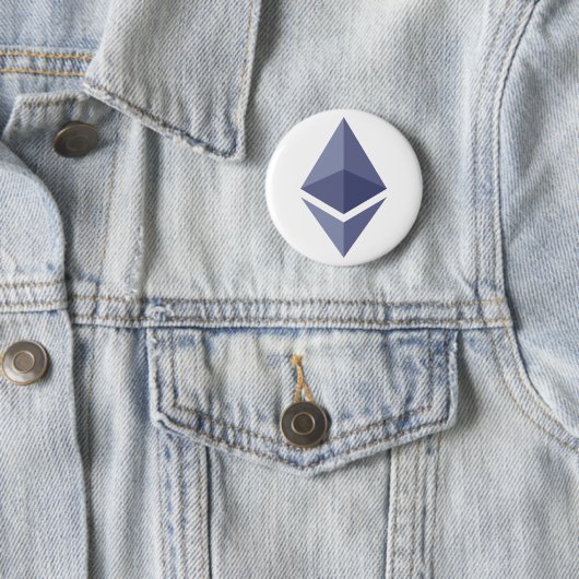 Ethereum Paarse Crypto Symbol Ronde Button 5,7 Cm (In situ)
