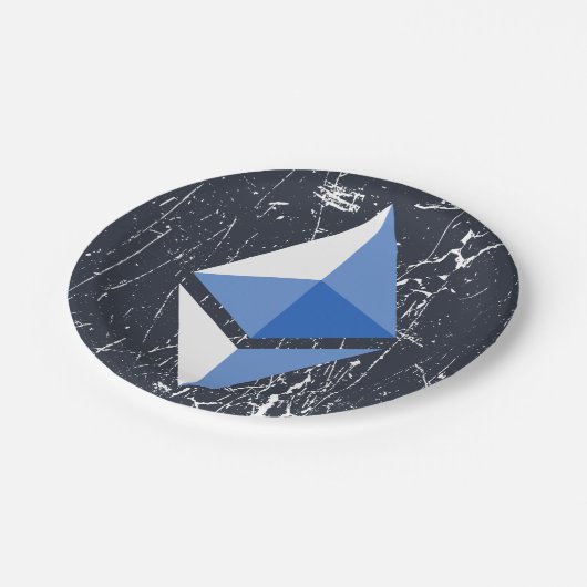 ethereum symbool grunge cryptocurrency geld papieren bordje (Gekanteld)