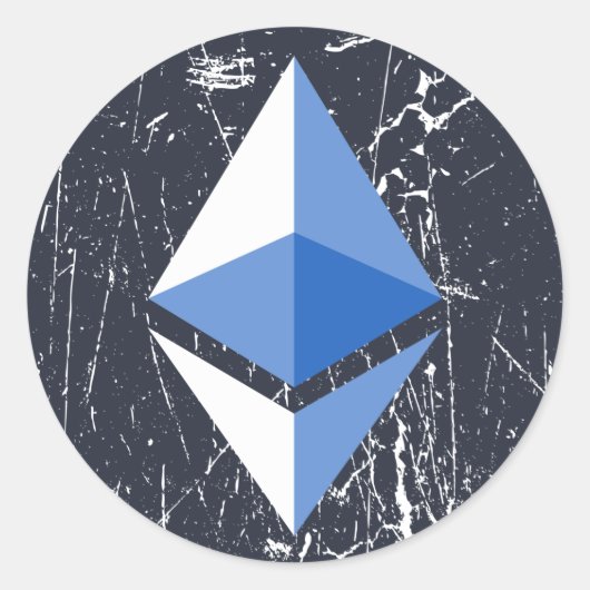 ethereum symbool grunge cryptocurrency geld ronde sticker (Voorkant)