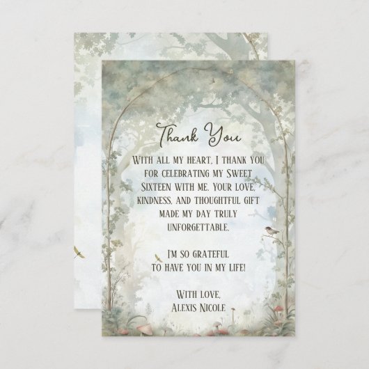 etherisch betoverd bos bedankkaart (Voorkant / Achterkant)