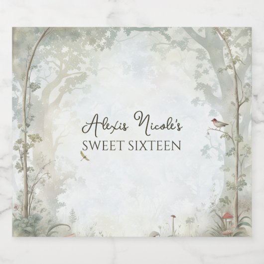 etherisch betoverd bos likeurfles etiket (Enkel label)