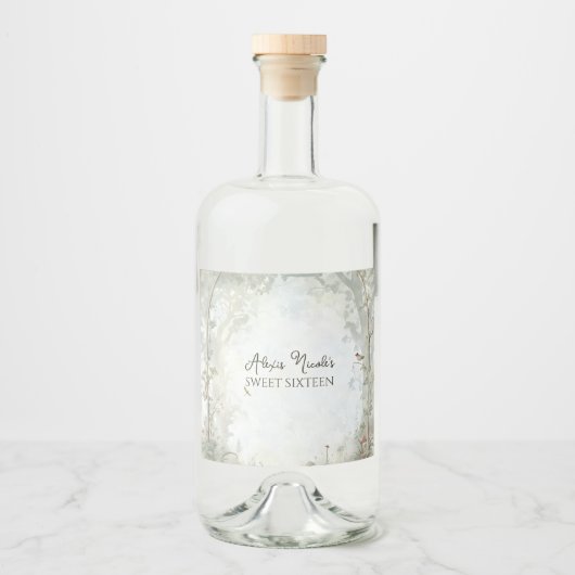 etherisch betoverd bos likeurfles etiket (Voorkant)