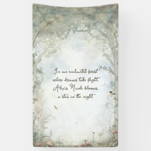 etherisch betoverd bos spandoek (Verticaal)