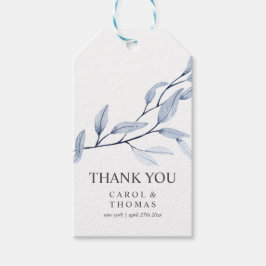 Etherisch blauw | Monogram Dank u bruiloft Cadeaulabel