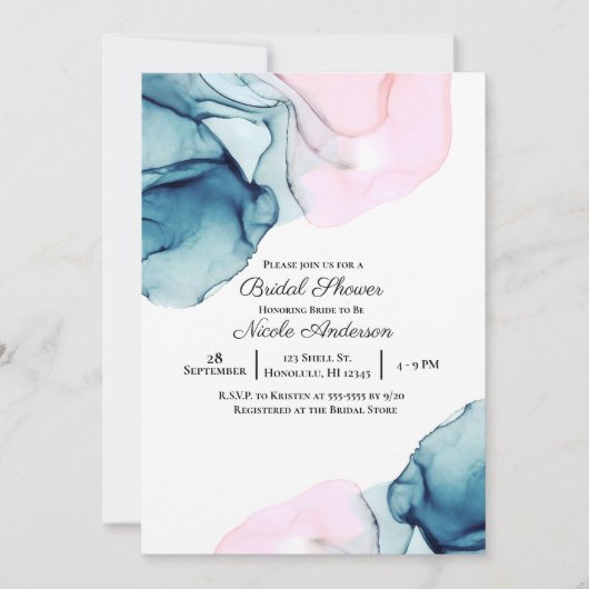 Etherisch Blauwgroen Roze Elegant Modern Vrijgezel Kaart (Voorkant)