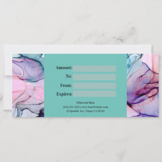 Etherisch Blauwgroen Roze Paars Inky Cadeat Certif Kaart (Achterkant)