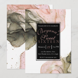 Etherisch Droevig Roze Zwart Goud Inkt Glamour Swe Kaart