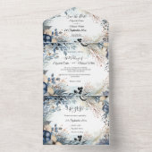 etherisch gevoelig Waterverf sereen gebladerte All In One Uitnodiging (Binnen)