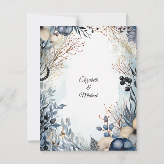 etherisch gevoelig Waterverf sereen gebladerte RSVP Kaartje (Achterkant)