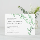 Etherisch groen | Chique Botanical Engagement Part Kaart (Staand voorkant)