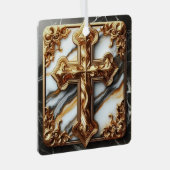 Etherisch kruis gesneden in wit marmer metalen ornament (Voorkant Rechts)