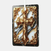 Etherisch kruis gesneden in wit marmer metalen ornament (Voorkant links)