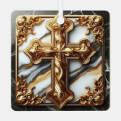 Etherisch kruis gesneden in wit marmer metalen ornament (Achterkant)