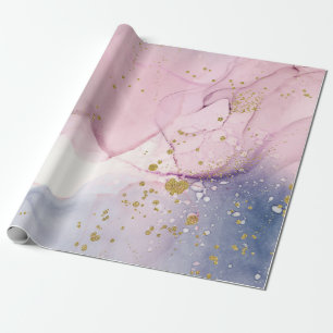 Etherisch Maagdenpalm Roze & Gouden Inktachtig Fan Cadeaupapier