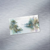 Etherisch meer landschap botanisch gouden frame magnetisch visitekaartje (Voorbeeld)