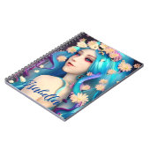  etherisch meisje met bloemen gepersonaliseerd notitieboek (Linkerzijde)