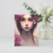 Etherisch meisje met roze sproeten briefkaart (Staand voorkant)