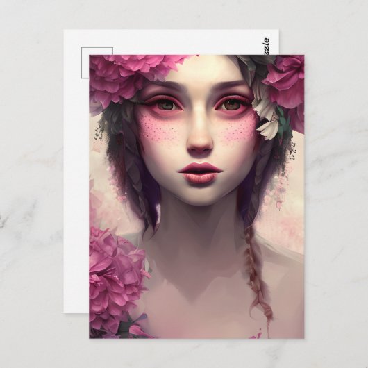 Etherisch meisje met roze sproeten briefkaart (Voorkant / Achterkant)