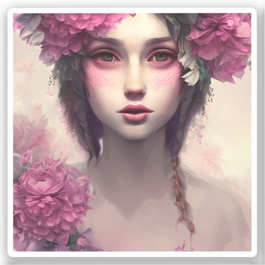 Etherisch meisje met roze sproeten sticker (Voorkant)