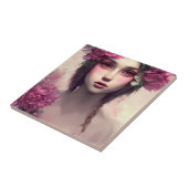 Etherisch meisje met roze sproeten tegeltje (Zijkant)