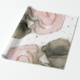 Etherisch Moody Roze Zwart Goud Inkt Fantasie Glam Cadeaupapier