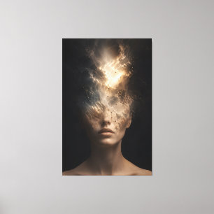 Etherisch Oplossend Gezichtsportret Surrealistis Canvas Afdruk