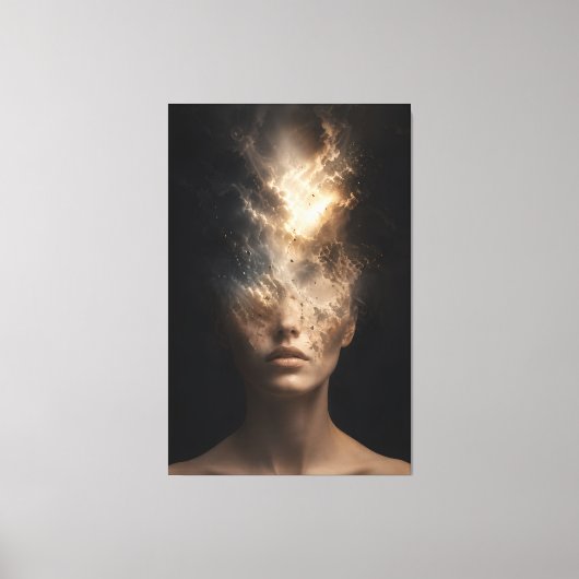 Etherisch Oplossend Gezichtsportret | Surrealistis Canvas Afdruk (Voorkant)