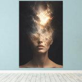 Etherisch Oplossend Gezichtsportret | Surrealistis Canvas Afdruk (Insitu (Houten vloer))