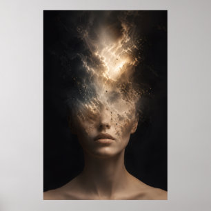 Etherisch Oplossend Gezichtsportret Surrealistis Poster