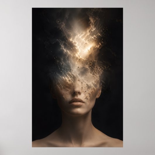 Etherisch Oplossend Gezichtsportret | Surrealistis Poster (Voorkant)