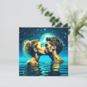 Etherisch Paar Kussen in Maan Water Reflectie Kaart (Staand voorkant)