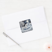 Etherisch Paard en Betoverd Kasteel Vierkante Sticker (Envelop)