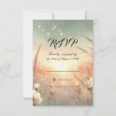 Etherisch Pastel Wilde Bloemenveld Bruiloft RSVP Kaartje (Voorkant)