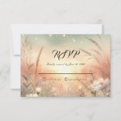 Etherisch Pastel Wilde Bloemenveld Bruiloft RSVP Kaartje (Voorkant)