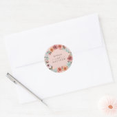 Etherisch Roos Goud, Blush Peach Bloemenbruiloft Ronde Sticker (Envelop)