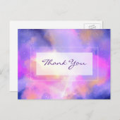Etherisch ruimteontwerp in Paarse en roze Dank u Briefkaart (Voorkant / Achterkant)
