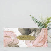 Etherisch somber roze zwart gouden cadeaubon kaart (Staand voorkant)