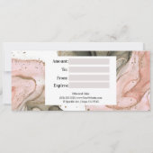 Etherisch somber roze zwart gouden cadeaubon kaart (Achterkant)